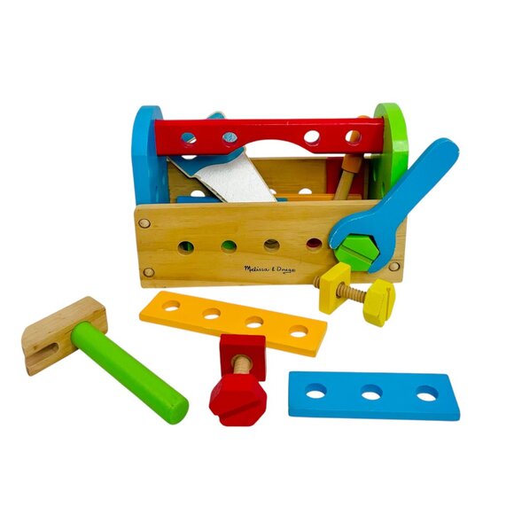 Melissa & Doug Kids Toy Take-Along Tool Kit Wood Construction Toolbox Playset - Picture 1 of 10